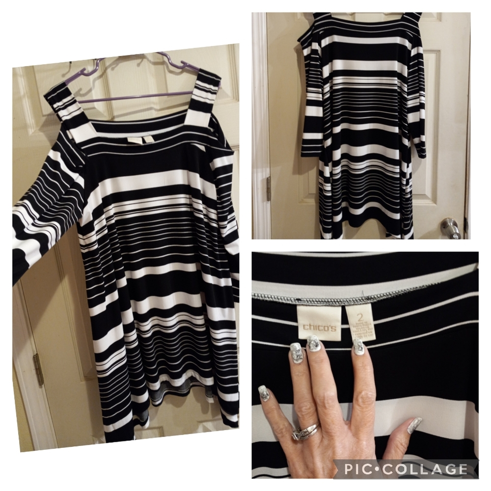 Chico's cold shoulder Black and White size 2x